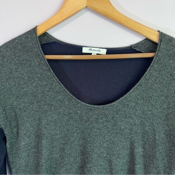 MADEWELL Kendall Colorblock Navy Gray V Neck Wool Alpaca Blend Sweater Size S - Picture 4 of 11